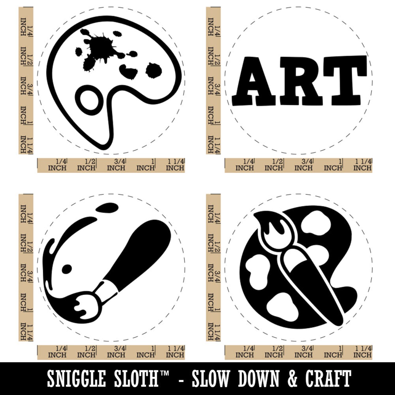 Art Painting Text Palette Brush Paintbrush Rubber Stamp Set for Stamping Crafting Planners